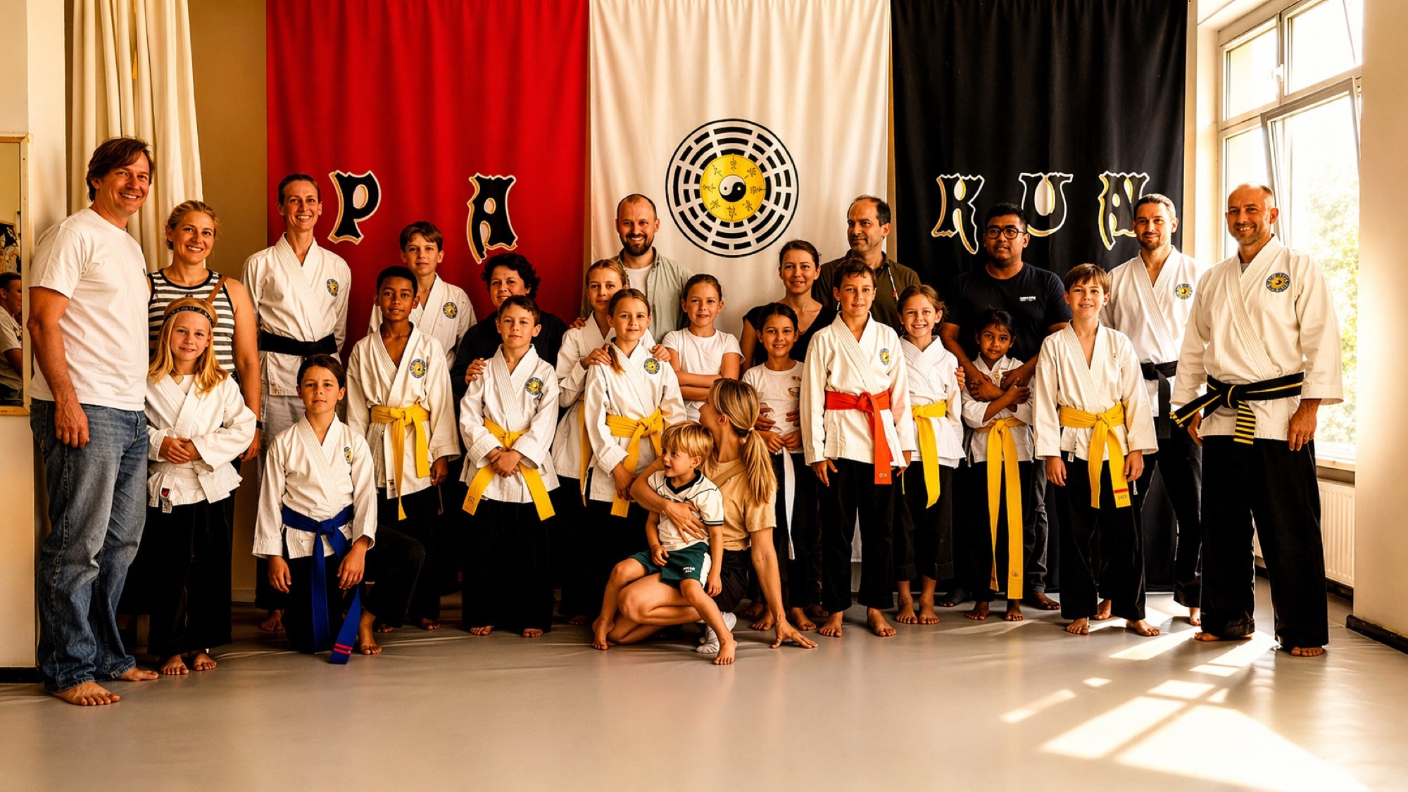 Kampfkunst Training fuer Familien Familie beim Kampfkunsttraining im Studio