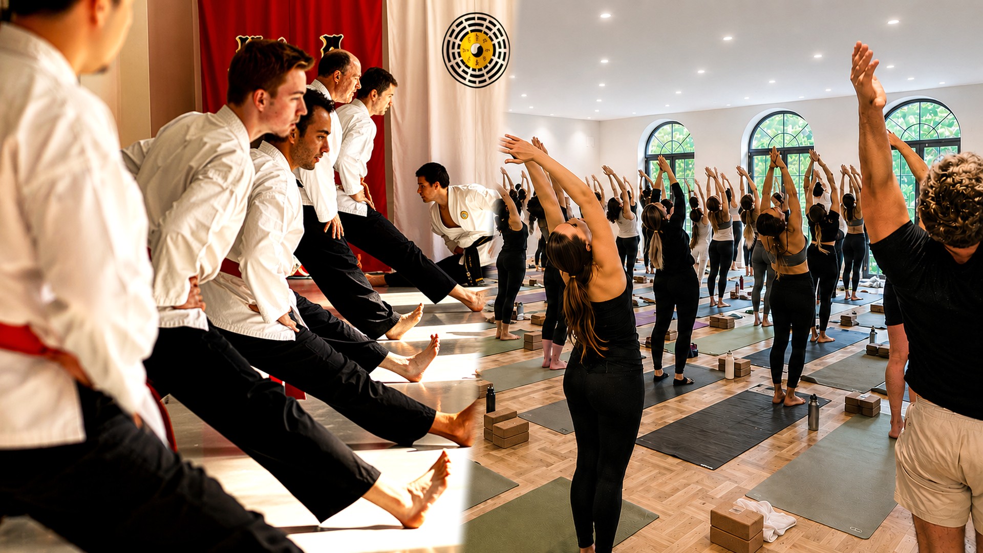Pa-Kua Kampfkunst und Vinyasa Flow Yoga gemeinsam im Studio in Hamburg